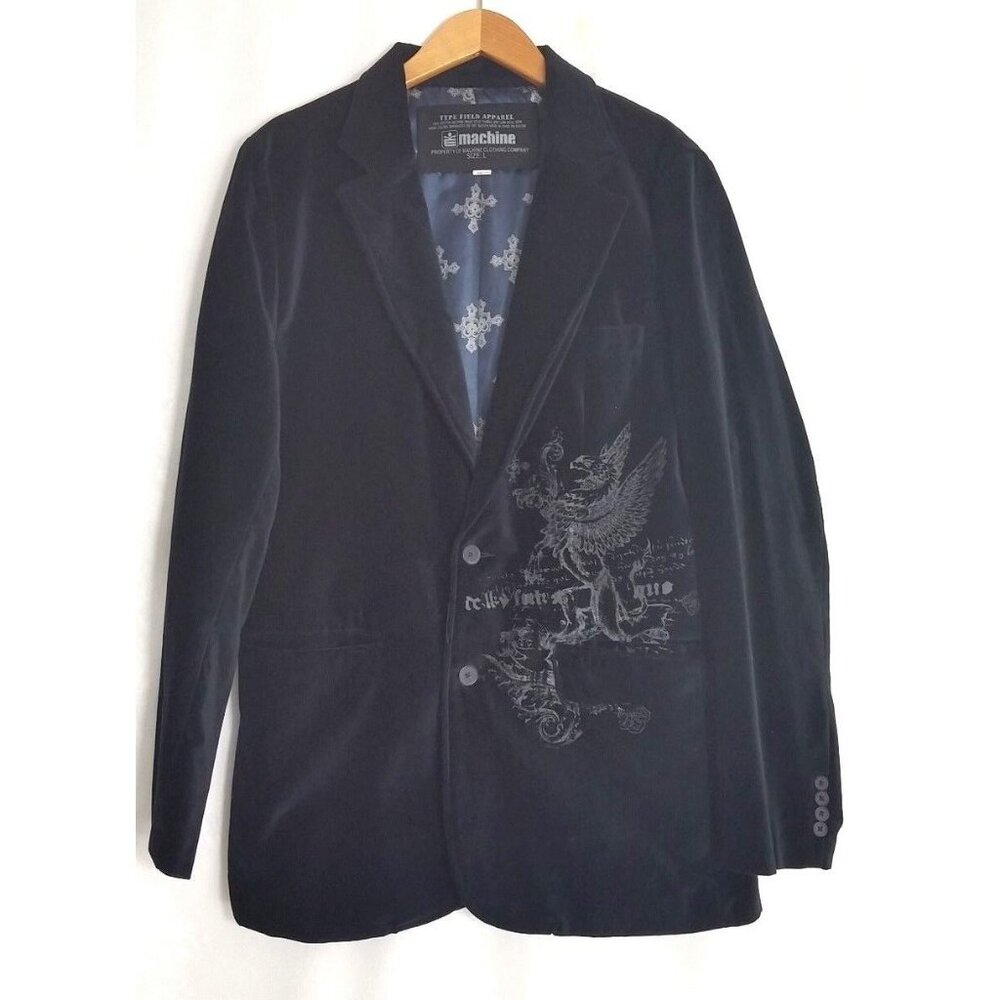 Machine Clothing Company Black 100% Brushed Cotton Griffin Blazer Mens Large